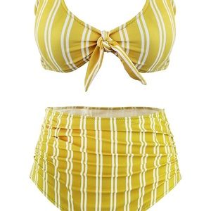 High Waisted Tie Front Bikini